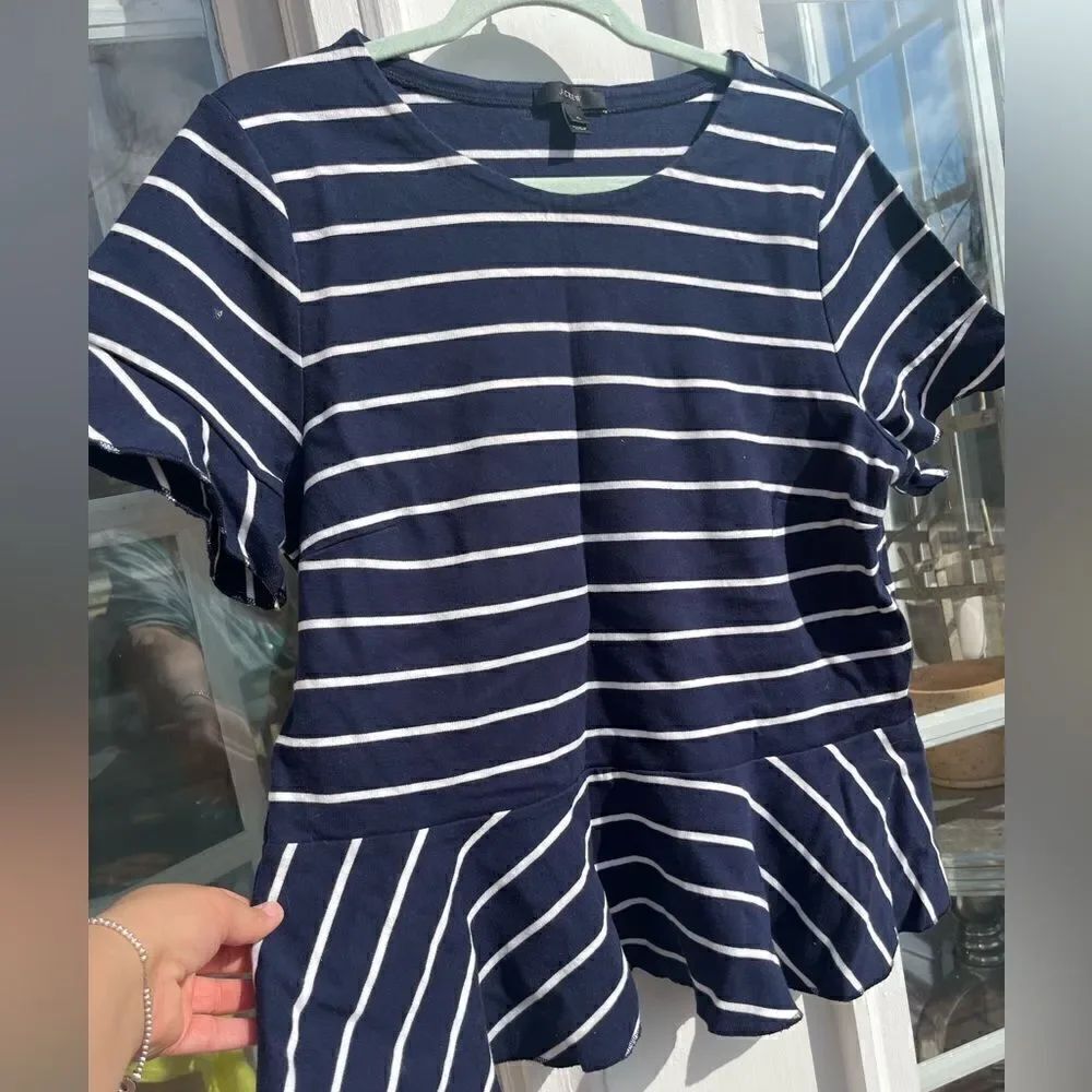 J Crew Structured Striped Peplum Top - Picture 6 of 9